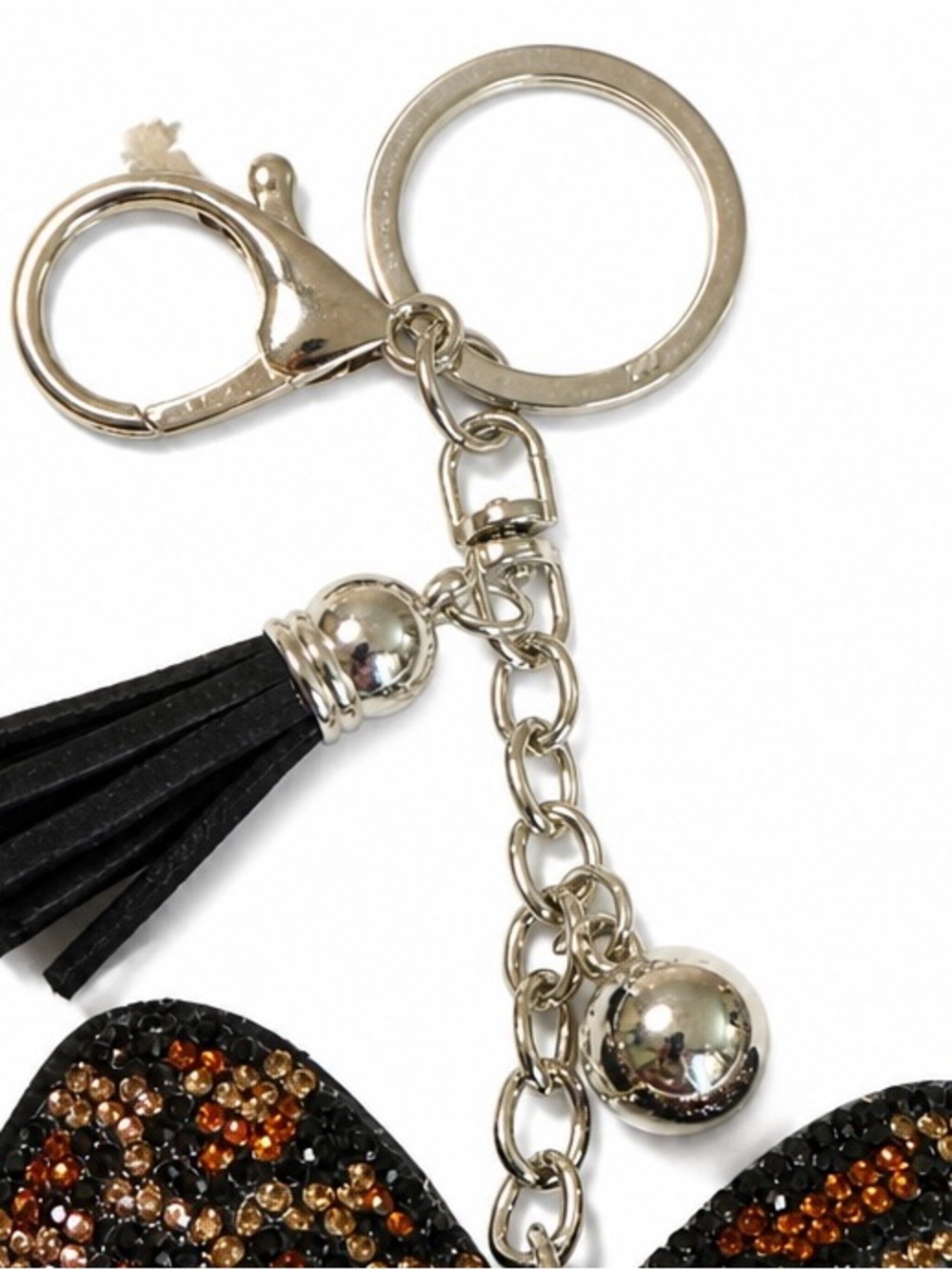 Crystal Leopard Bow Keychain Bag Charm Rhinestone - Picture 3 of 3